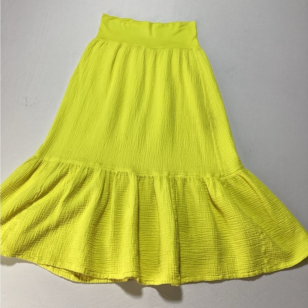 bryn Walker Cotton Gause Sunny Yellow Maxi Skirt - Picture 4 of 12